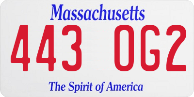 MA license plate 443OG2