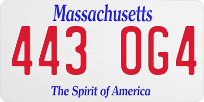 MA license plate 443OG4