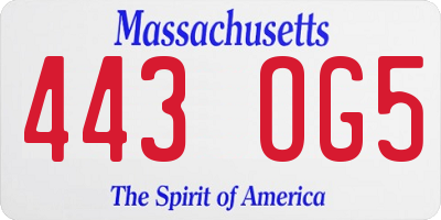 MA license plate 443OG5