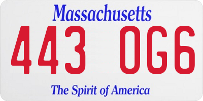 MA license plate 443OG6