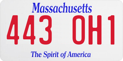 MA license plate 443OH1
