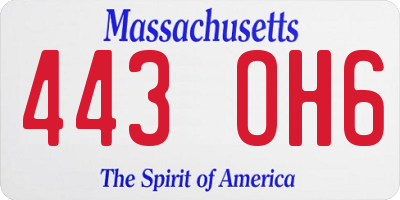 MA license plate 443OH6