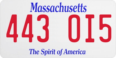 MA license plate 443OI5
