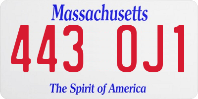 MA license plate 443OJ1