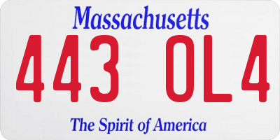 MA license plate 443OL4