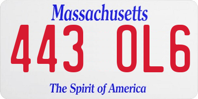 MA license plate 443OL6
