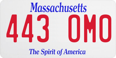 MA license plate 443OM0