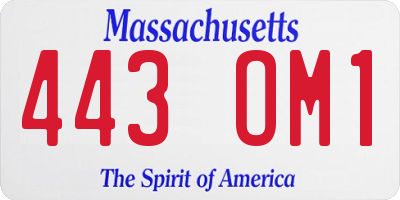 MA license plate 443OM1
