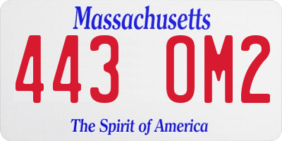 MA license plate 443OM2