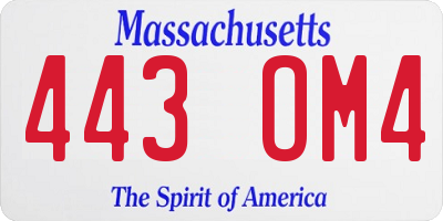MA license plate 443OM4