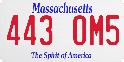 MA license plate 443OM5