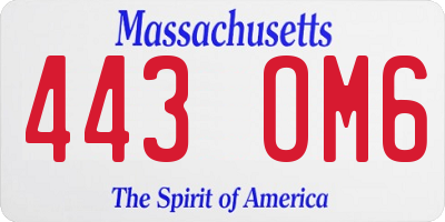 MA license plate 443OM6