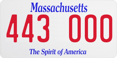 MA license plate 443OO0