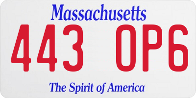 MA license plate 443OP6