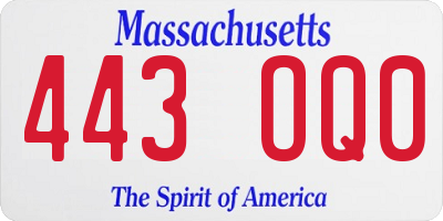 MA license plate 443OQ0