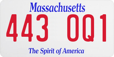 MA license plate 443OQ1