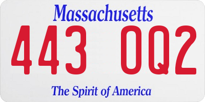 MA license plate 443OQ2