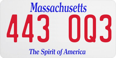 MA license plate 443OQ3