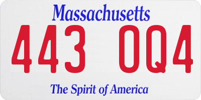 MA license plate 443OQ4