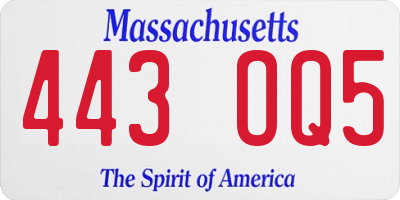 MA license plate 443OQ5