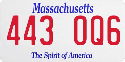 MA license plate 443OQ6