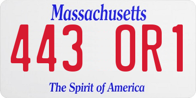 MA license plate 443OR1