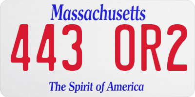 MA license plate 443OR2