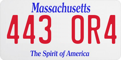 MA license plate 443OR4