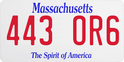 MA license plate 443OR6