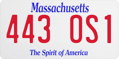 MA license plate 443OS1