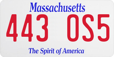 MA license plate 443OS5