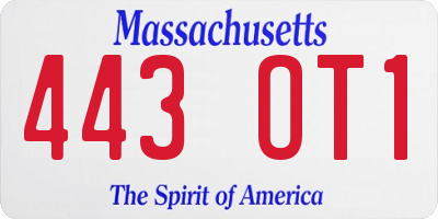 MA license plate 443OT1