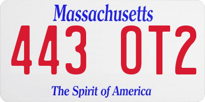 MA license plate 443OT2