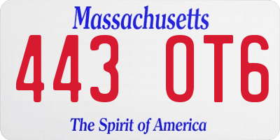 MA license plate 443OT6