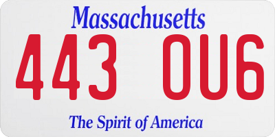 MA license plate 443OU6