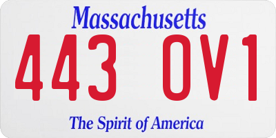 MA license plate 443OV1