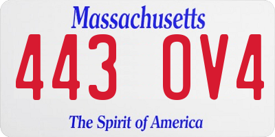 MA license plate 443OV4