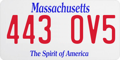MA license plate 443OV5