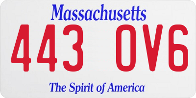 MA license plate 443OV6