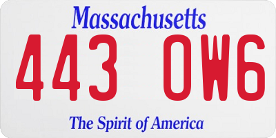 MA license plate 443OW6