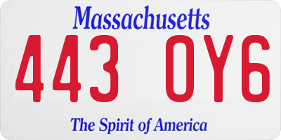 MA license plate 443OY6