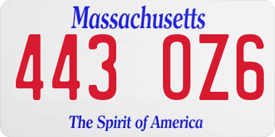 MA license plate 443OZ6
