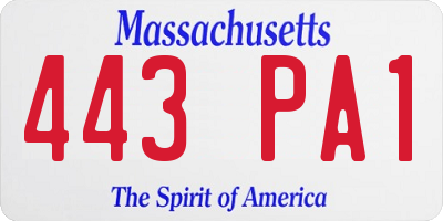 MA license plate 443PA1