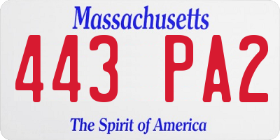 MA license plate 443PA2