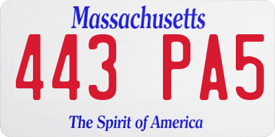 MA license plate 443PA5
