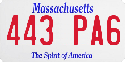 MA license plate 443PA6