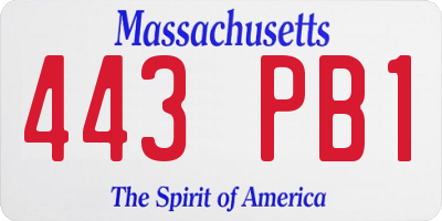 MA license plate 443PB1