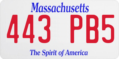 MA license plate 443PB5