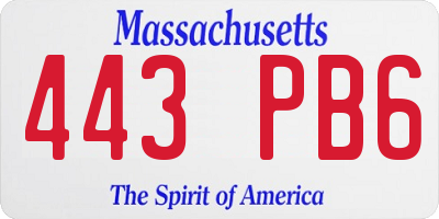 MA license plate 443PB6