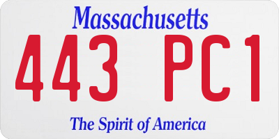 MA license plate 443PC1